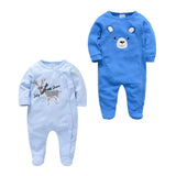2pcs/lot baby rompers Baby Girl Clothes Full Sleeve 100%Cotton Cartoon Print Overalls Newborn Baby Footies Toddler Jumpsuit