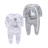 2pcs/lot baby rompers Baby Girl Clothes Full Sleeve 100%Cotton Cartoon Print Overalls Newborn Baby Footies Toddler Jumpsuit