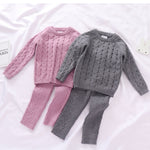 Girls Knitted Pony  Pullover Sweater+Pants
