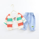 Stylish Baby Boy Stripe Set: Coat, T-Shirt  Jeans Combo