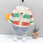 Stylish Baby Boy Stripe Set: Coat, T-Shirt  Jeans Combo