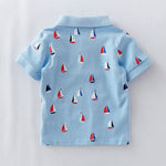 Boys Boat Dinosaurs Print Polo Shirts Short Sleeve Clothing