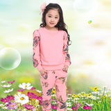 Winter Children Clothing Sets for Girls Floral Baby Girl Clothes Cotton Kids Tracksuit Sweatshirt+Pants Christma Costume Outfit