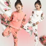 Winter Children Clothing Sets for Girls Floral Baby Girl Clothes Cotton Kids Tracksuit Sweatshirt+Pants Christma Costume Outfit