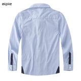 Children Shirts Cotton 100% Solid Color Full-sleeved Kids Boy's Shirts Clothing For 4-12 Years Wear