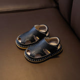 Soft Bottom Genuine Leather Infant Sandals: Anti-Collision Toddler Shoes "