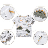 BINIDUCKLING  Summer Toddler Boys Clothes Set Cartoon Dinosaur Printed Cotton T-Shirt Shorts Child Outfits Kids Clothing