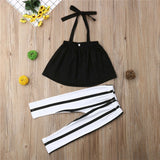 1-6T Fashion Summer Clothing Girl Strap Tops+Striped Pants Toddler Outfits Girls Clothes Sets
