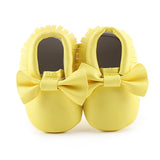 Baby Shoes Newborn Infant Boy Girl First Walker PU Sofe Sole Princess Bowknot Fringe Toddler Baby Crib Shoes Casual Moccasins