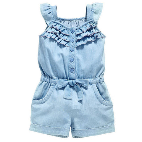 Summer Clothes Sets Toddler Girls Dresses Kids Overall Sleeveless Romper Jumpsuit Playsuit Dress Clothes Size 2-8Y