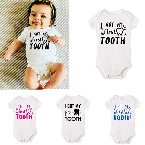 Children Clothes Newborn Girl Outfit Baby Summer Jumpsuits Kids' Things Boy Costume Print First Tooth Bodysuit for Newborns